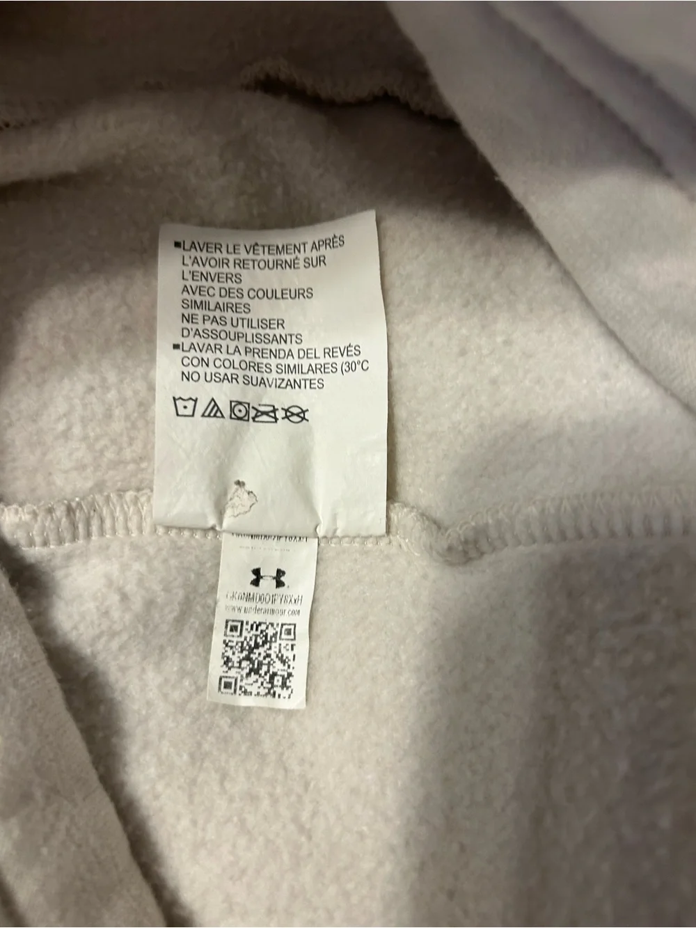 Under Armour Men's Sleeveless Hoodie in Cream with Black Logo